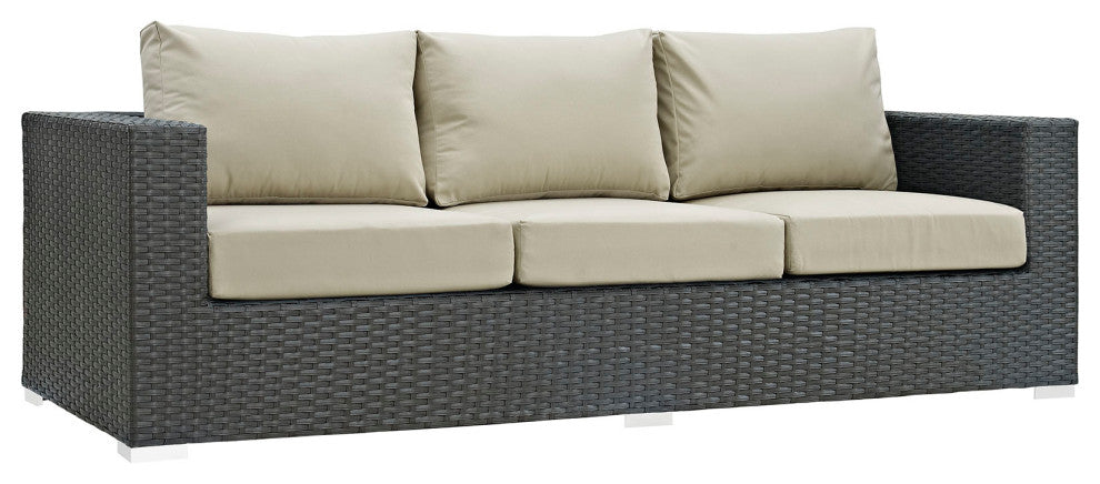 Canvas Antique Beige Sojourn 3-Piece Outdoor Patio Sunbrella Sectional Set