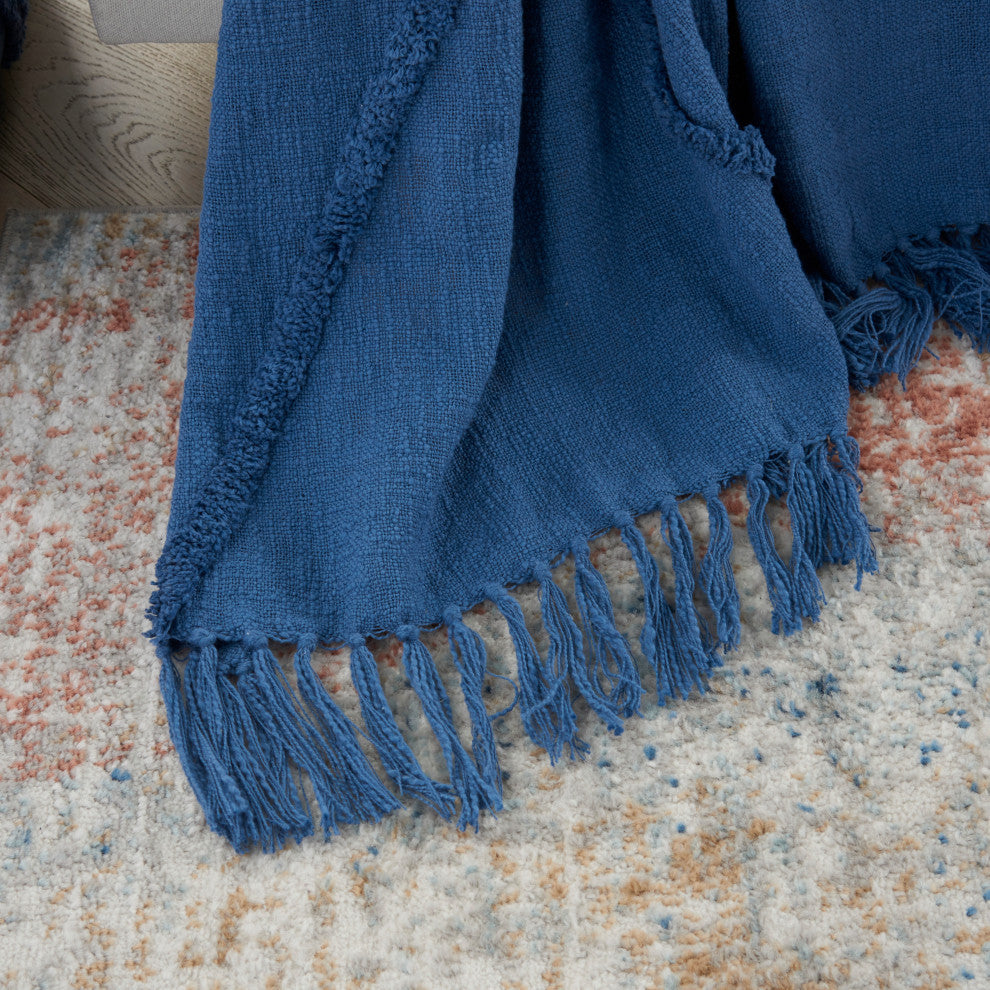 Mina Victory SH018 Throw Blanket, Blue, 50" x 60"