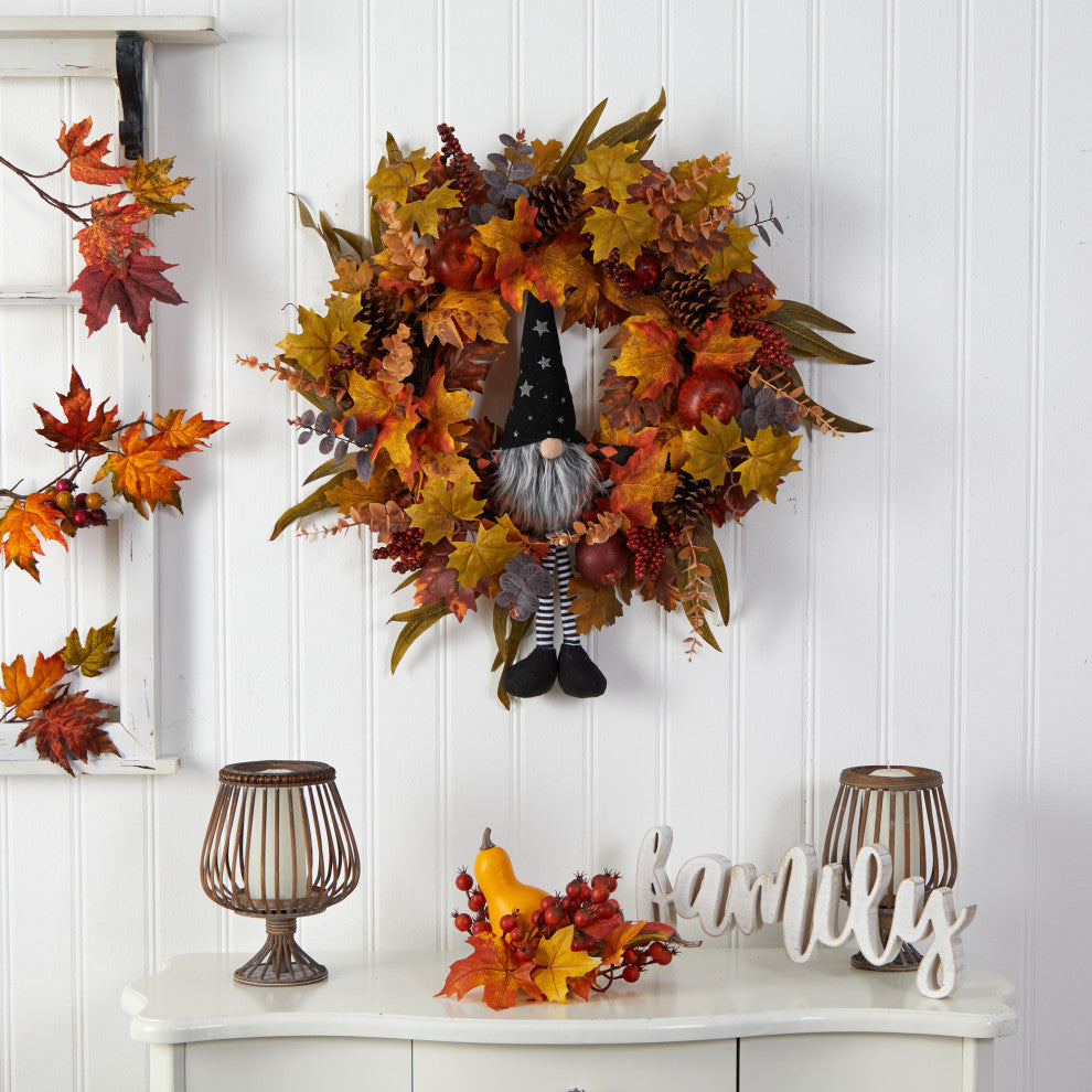 Nearly Natural W1190 28" Harvest Fall Gmone Artificial Autumn Wreath