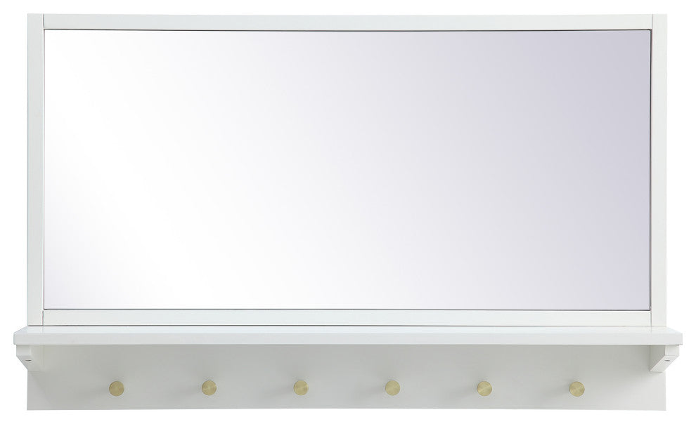 Elegant Decor MR503421WH Entryway mirror with shelf 34 inch x 21 inch in white