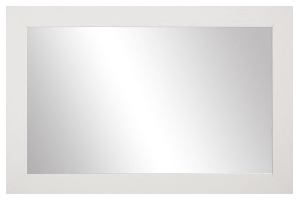 Pendleton Framed Wall Mirror, Rustic White, 20" X 36"