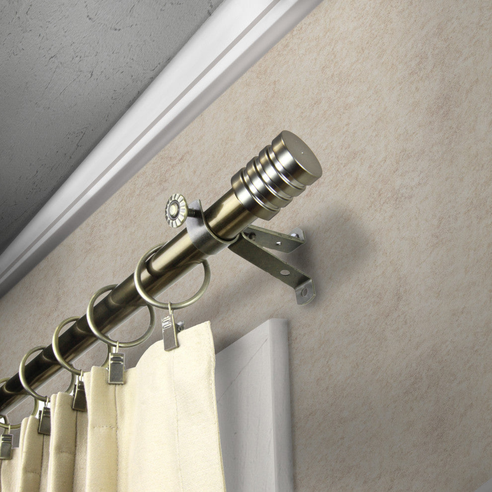 Tim 13/16" Diameter Curtain Rod, Antique Brass, 18-28"
