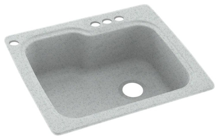Swan 25x22x9 Solid Surface Kitchen Sink, 4-Hole, Tahiti Gray