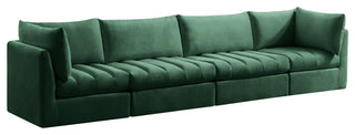 Jacob Velvet Upholstered 4-Piece Modular Sofa, Green