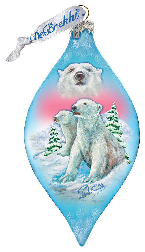 Hand Painted Scenic Glass Ornament Polar Bear Glass
