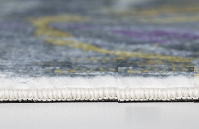 6"x9" Gray Gold Abstract Rings Area Rug