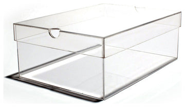 OnDisplay Luxury Acrylic Shoe Box - Clear Lucite Shoebox with Lid (Long)