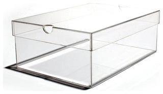 OnDisplay Luxury Acrylic Shoe Box - Clear Lucite Shoebox with Lid (Long)