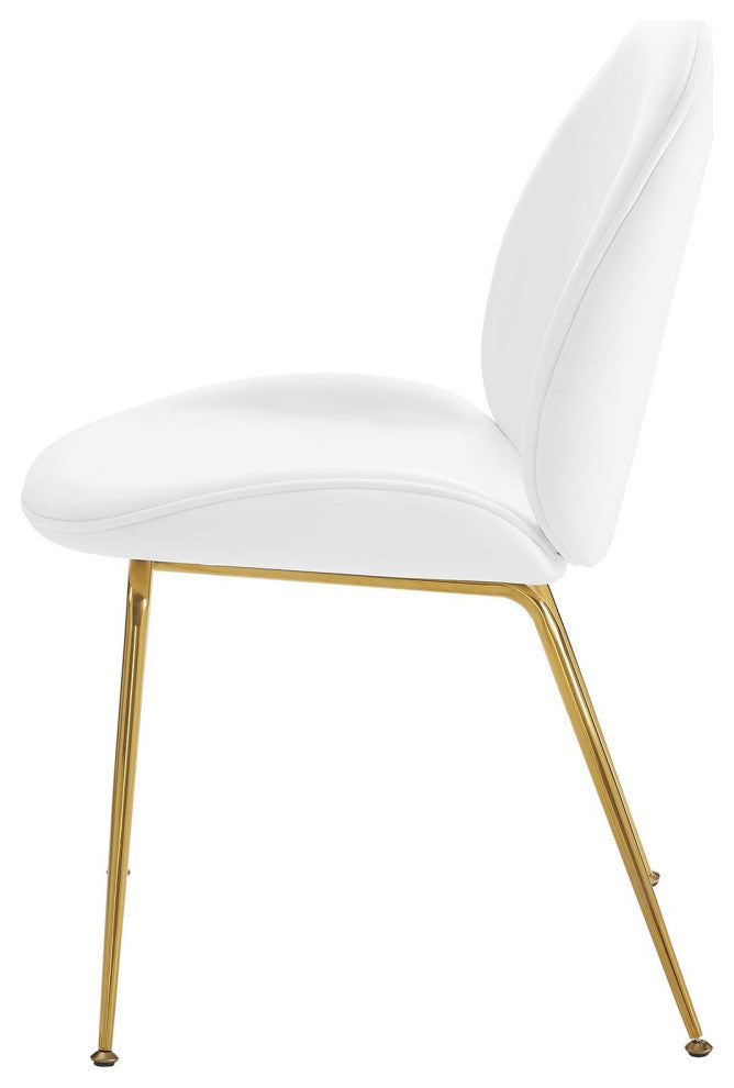 Side Dining Chair, Velvet, Metal, White, Modern, Bistro Restaurant Hospitality