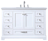 Dukes 48" White Single Square Sink Vanity with Quartz Top, No Mirror