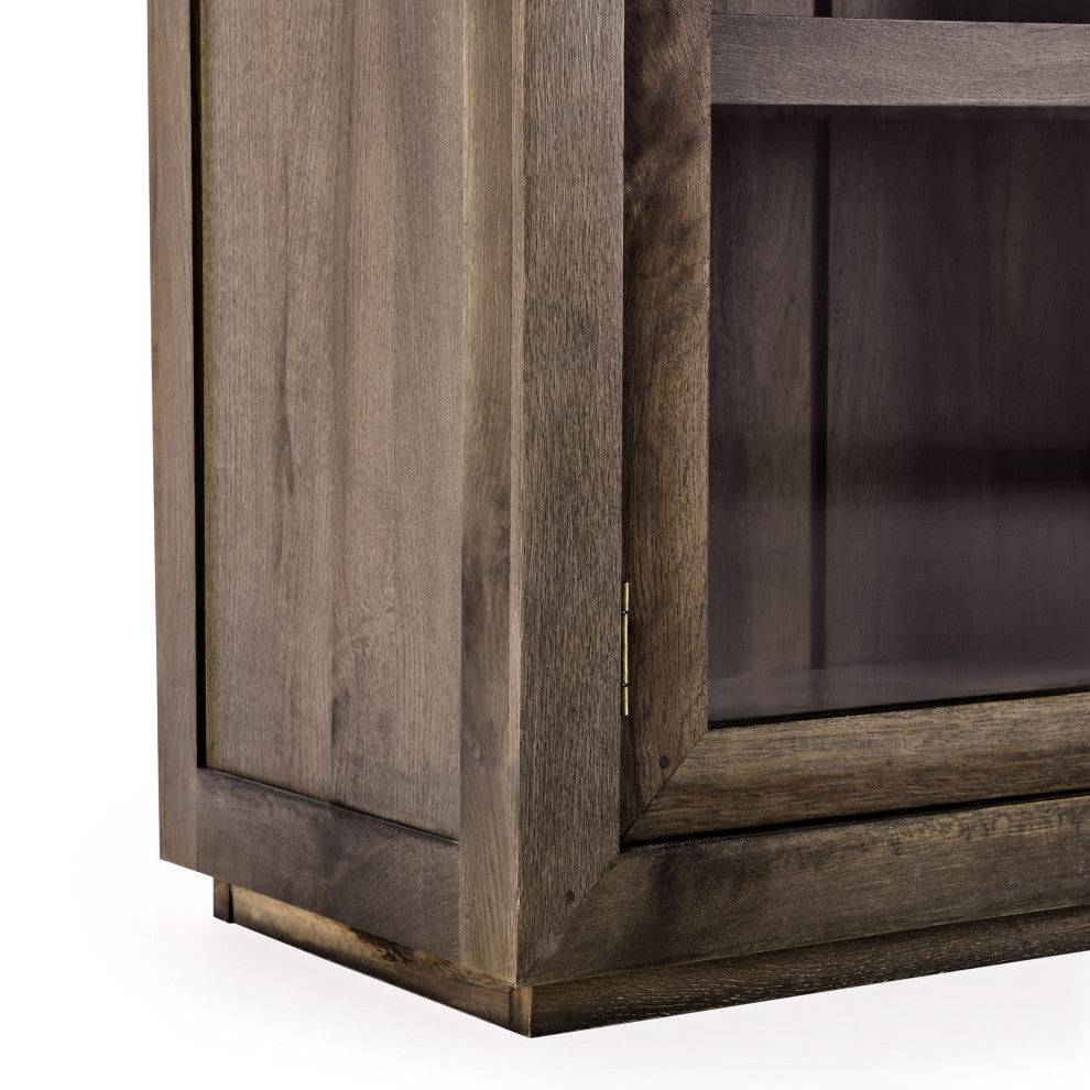 Cropped close-up of cabinet edge on white background