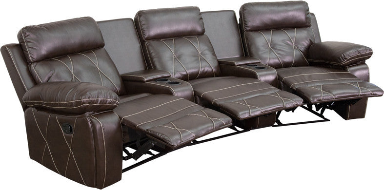 Flash Reel Comfort 3 Seat BN Theater Seating, Curved Cup - BT-70530-3-BRN-CV-GG