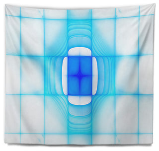Blue Thermal Infrared Visor Abstract Wall Tapestry, 80"x68"