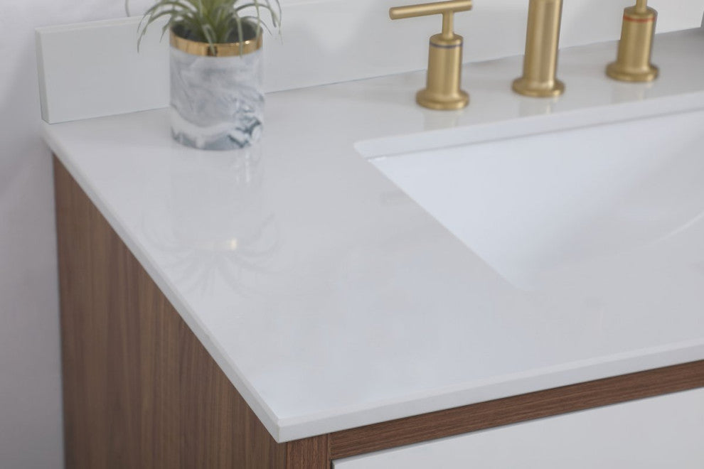 Bella 36" Bathroom Vanity, White With Backsplash