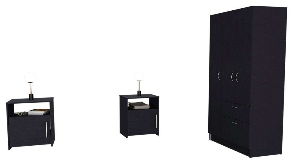 DEPOT E-SHOP Lubec 3 Piece Bedroom Set, Armoire and 2 Nightstands