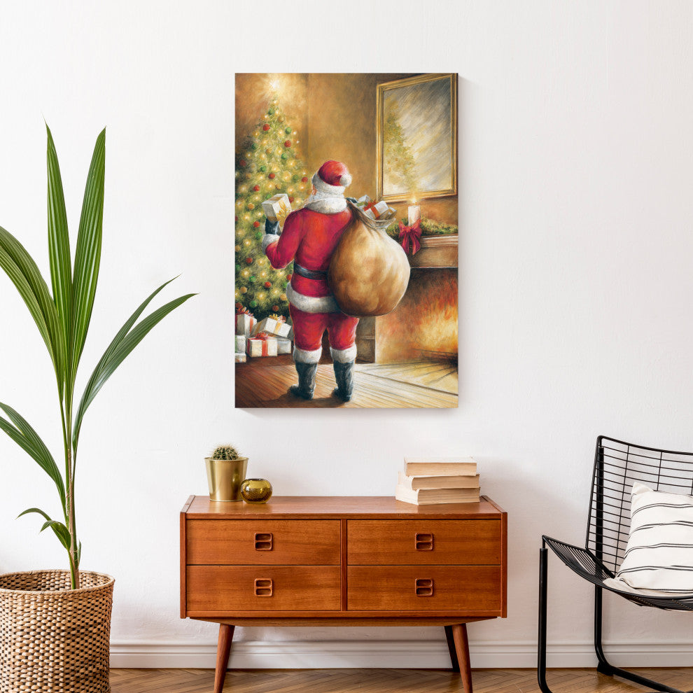 Santa Toy Sack Scene 20x30 Canvas Wall Art