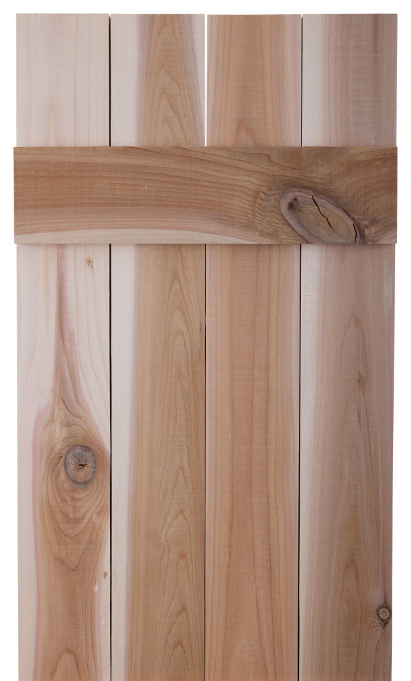 Traditional Board and Batten Exterior Shutters Pair, Unfinished, 42"