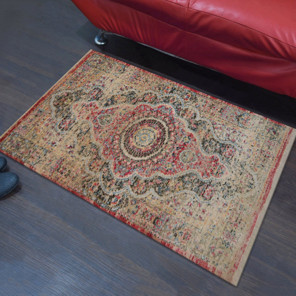 Machine Made Polyester Durable Indoor Outdoor Washable Oriental Pattern Footmat