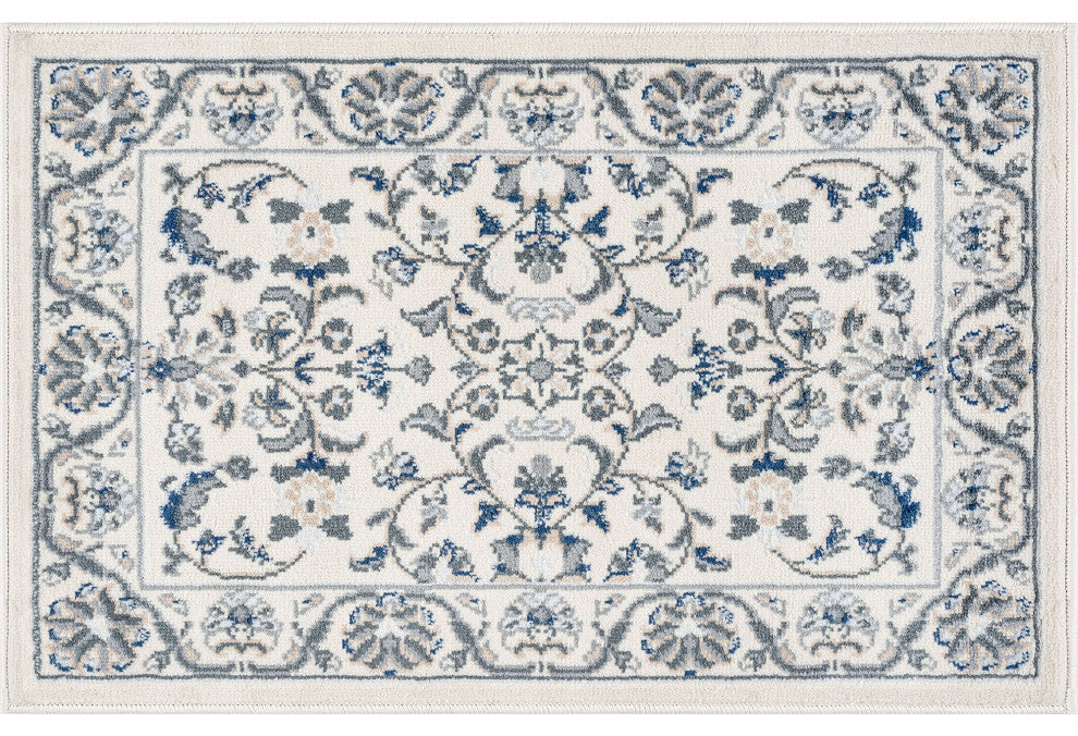 Tessie Traditional Floral Cream Scatter Mat Rug, 2'x3'