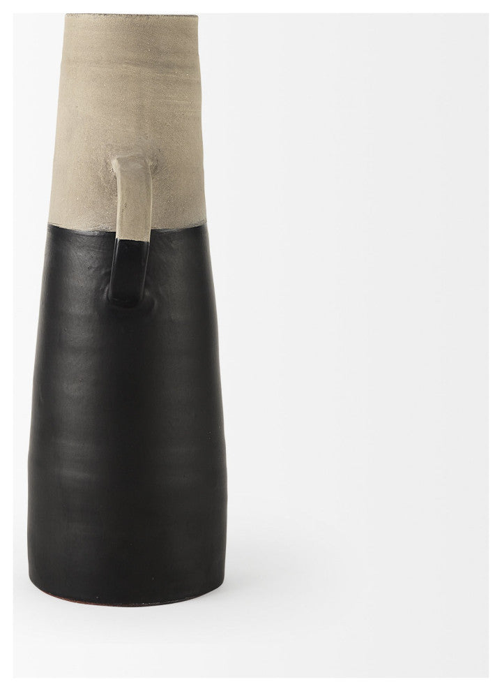 16" Rustic Organic Black and Natural Decorative Jug