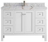 Nashville 48" Single Sink Bath Vanity, White 2" Viola Gold
