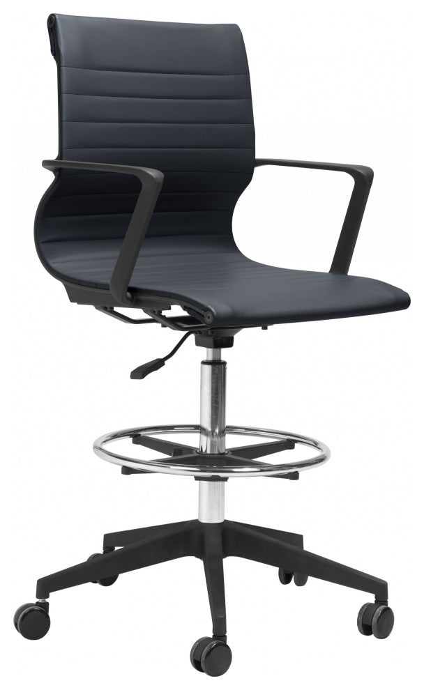 Mod All Black Faux Leather Drafting Chair