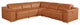 Federico 5-Piece L-Shaped Top Grain Italian Leather Sectional, Camel