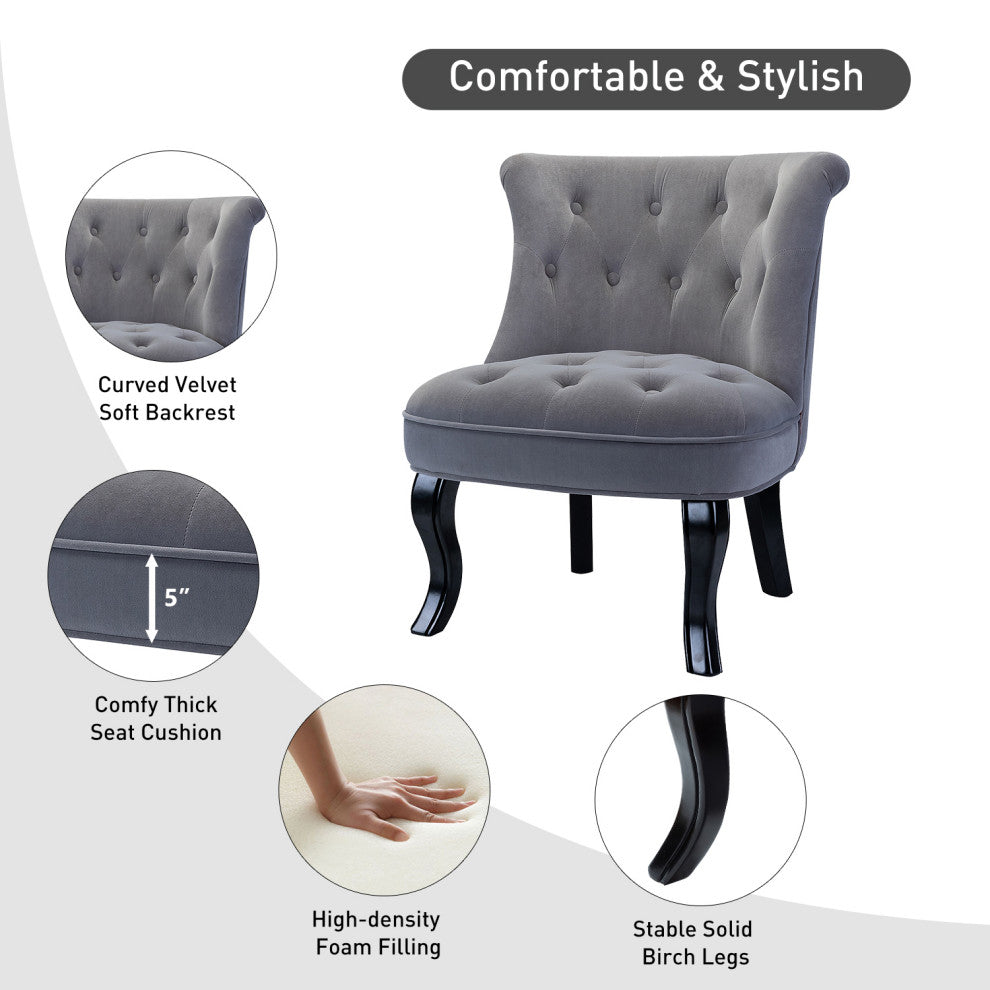 Jane Uphlostered Ottoman Accent Chair, Gray