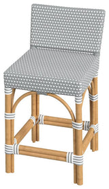 Serienna Rectangular Rattan Low Back 24.5 Counter Stool, Gray and White