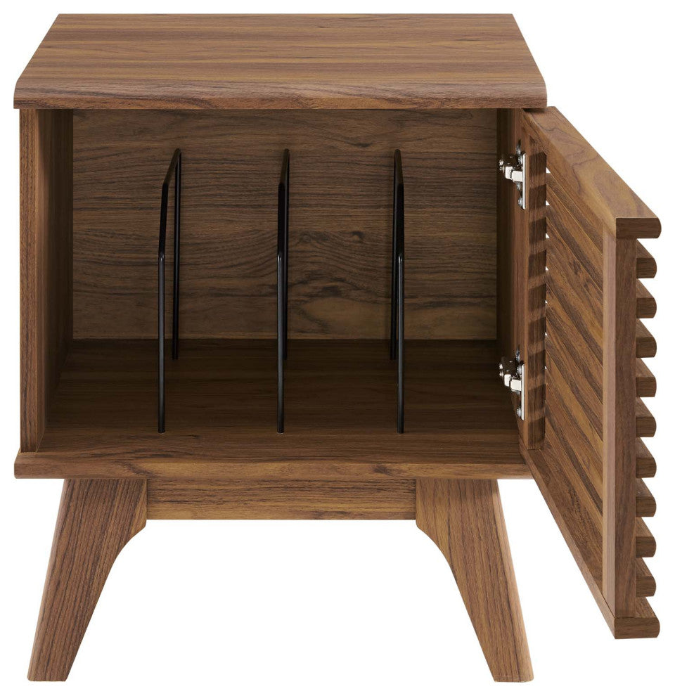 Sofa Side Table Display Stand, Wood, Brown Walnut, Modern, Lounge Hospitality