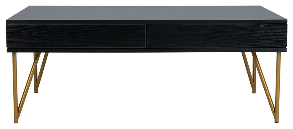 Safavieh Pine Two Drawer Coffee Table, Black/Gold