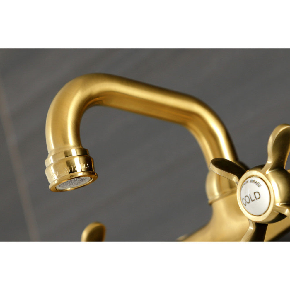 Kingston Brass KS112SB Two-Handle Wall Mount Bar Faucet, Brushed Brass
