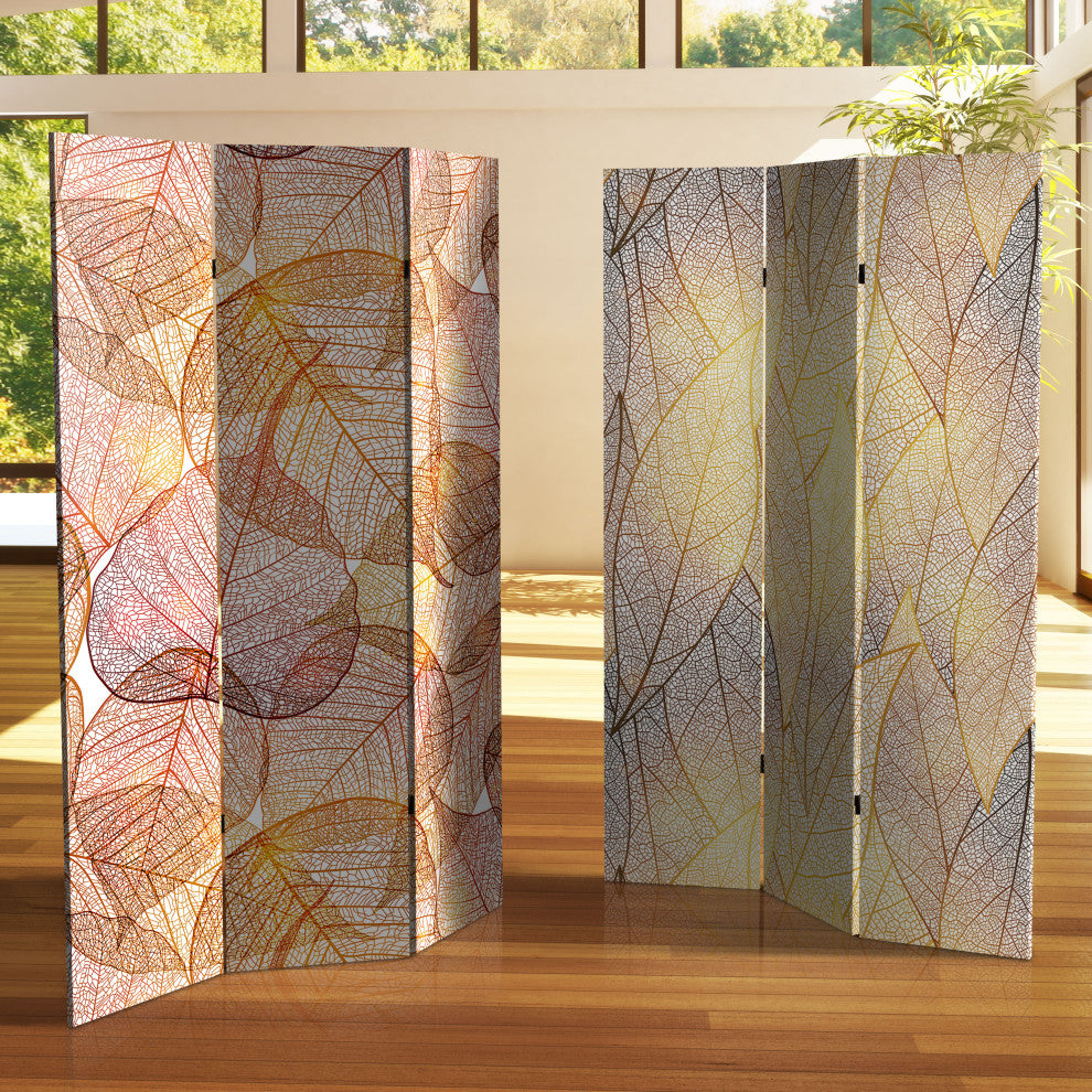 6' Tall Double Sided Ethereal Leaves Canvas Room Divider