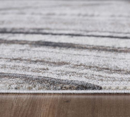 8"x11" Gray Ivory Abstract Strokes Modern Area Rug