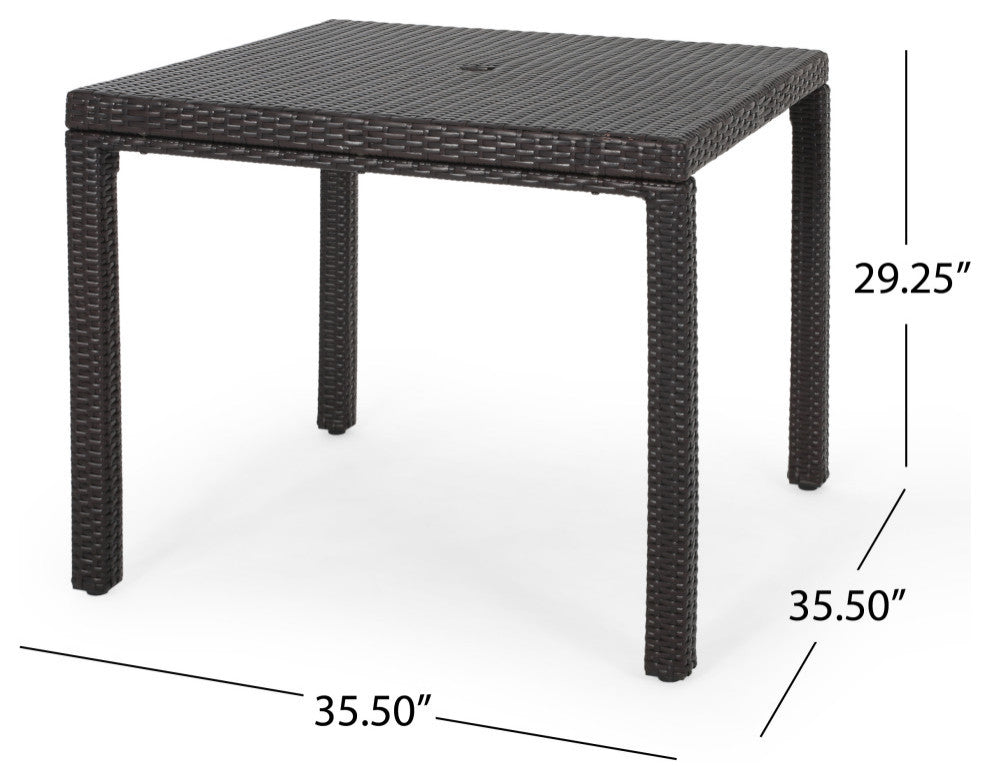 GDF Studio Edene Outdoor Multibrown Wicker Square Dining Table