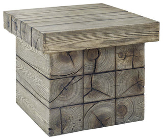 Manteo Rustic Coastal Outdoor Patio Side Table Light Gray