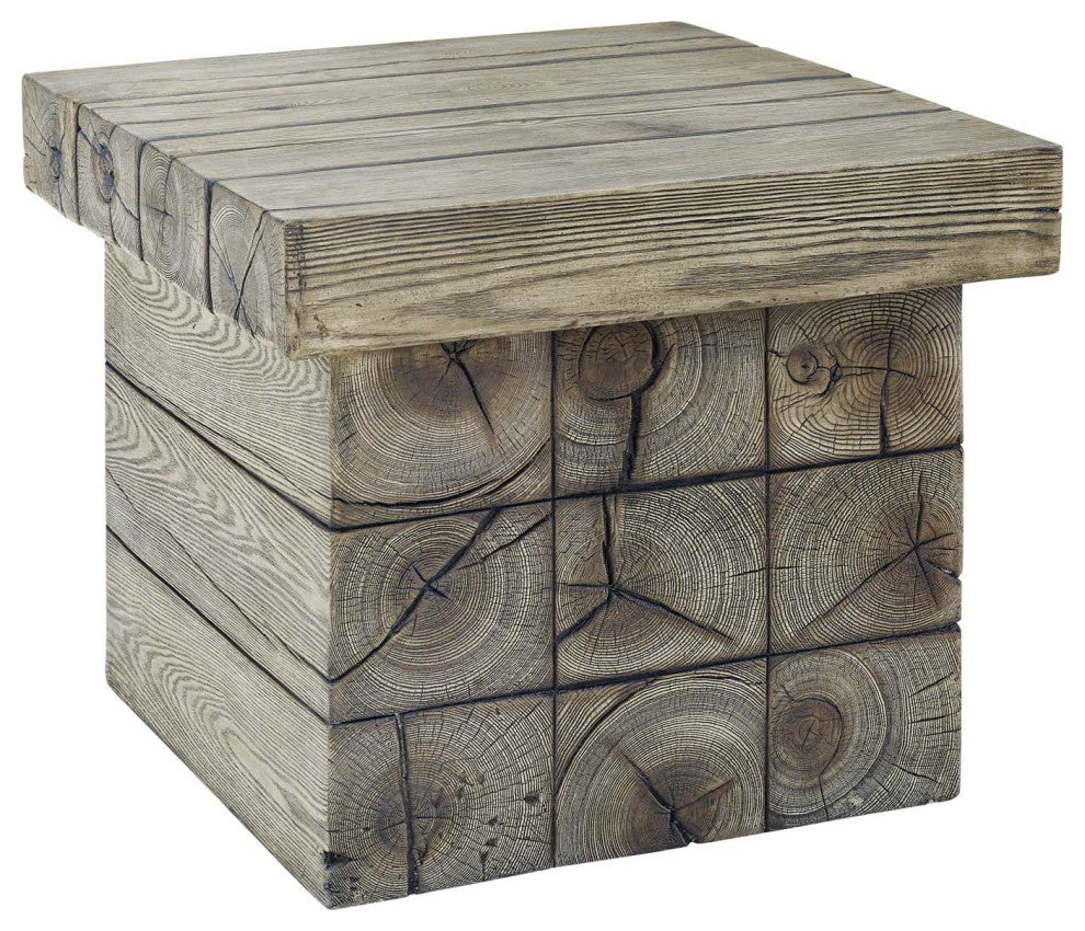 Manteo Rustic Coastal Outdoor Patio Side Table Light Gray