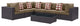 Modway Convene 7 Piece Outdoor Patio Sectional Set, Espresso Mocha