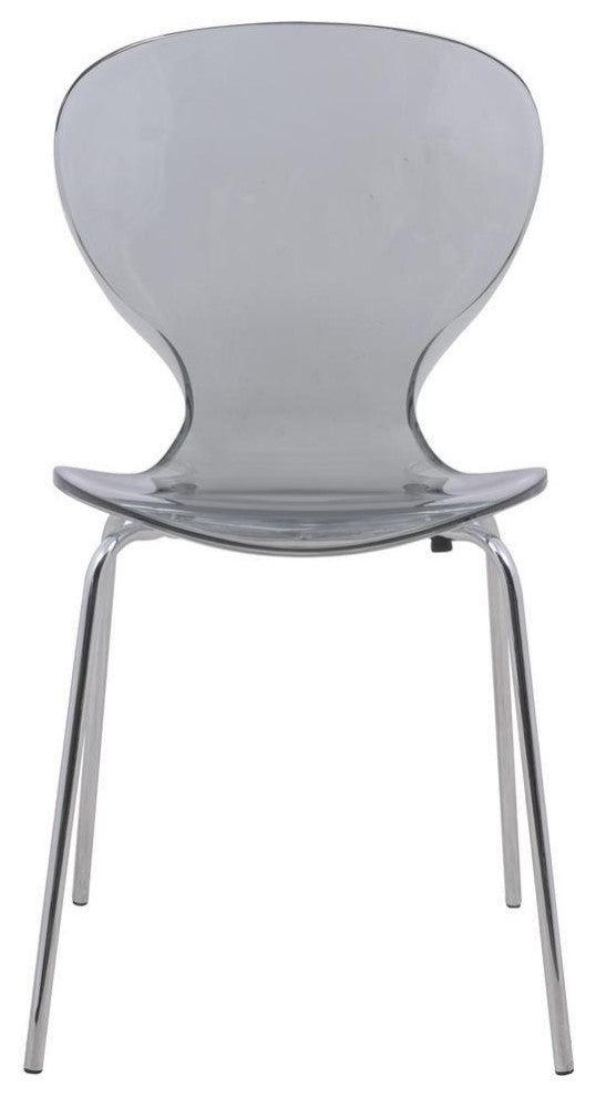 LeisureMod Modern Oyster Transparent Side Chair Transparent Black