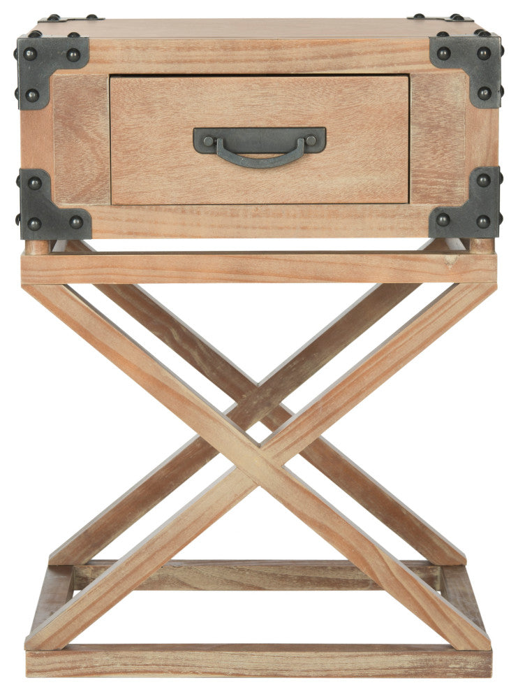 Safavieh Dunstan Accent Table With Storage Drawer, Washed Natural Pine