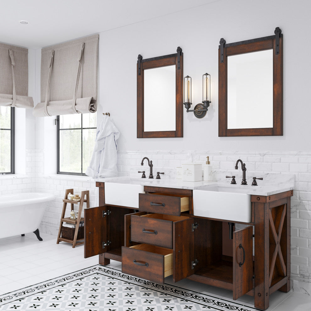 Paisley 72" Double Vanity, Rustic Sierra, Vanity With Faucet