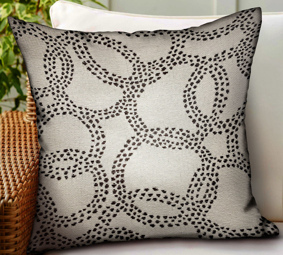 Plutus Orbit Rain Charcoal Scales Luxury Outdoor/Indoor Throw Pillow, 22"x22"
