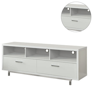 2 Drawers and Open Shelf TV Console, White