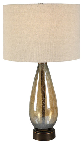 Clear Amber Art Glass Teardrop Shape Table Lamp 29 in Rustic Bronze Contemporary