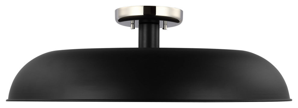 Colony 1-Light Large Semi-Flush Mount Fixture, Matte Black With Polished Nickel