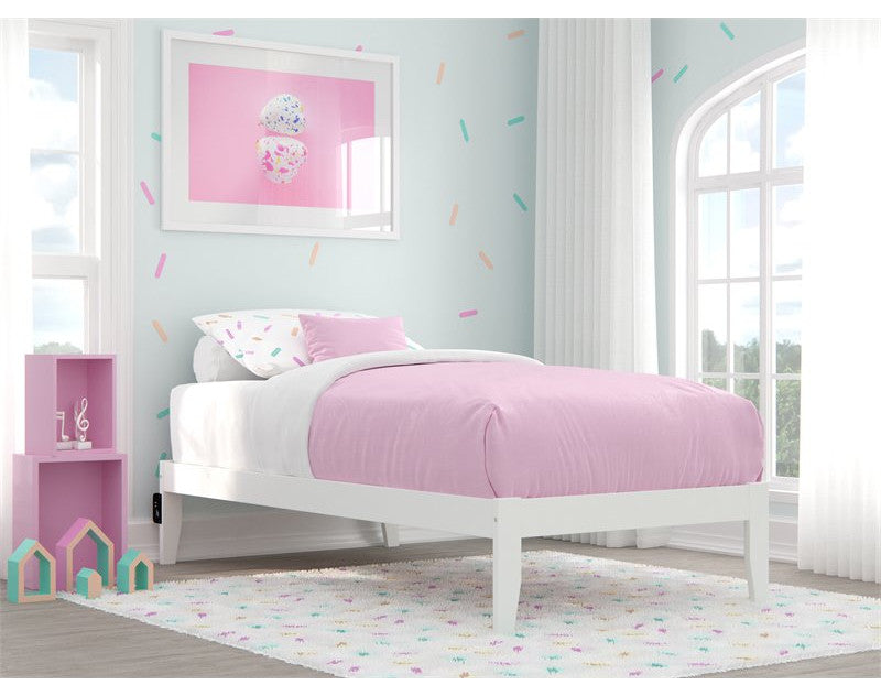 AFI Colorado Solid Wood Twin Bed with USB Charging Station in White