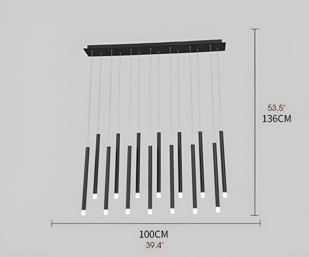 Burgdorf | Black Pendant Lamp in a Nordic Style for Kitchen, 14 Heads Black, Cool Light