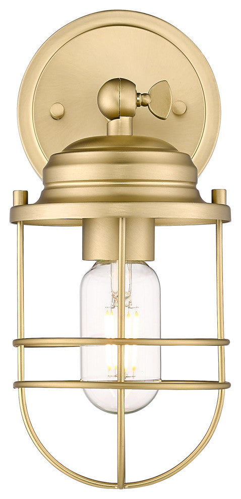 Golden Lighting 9808-1W Seaport 11" Tall Bathroom Sconce - Brushed Champagne