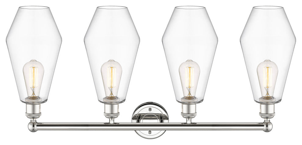 Cindyrella 4-Light 34" Bath Vanity Light, Polished Nickel, Clear Shade