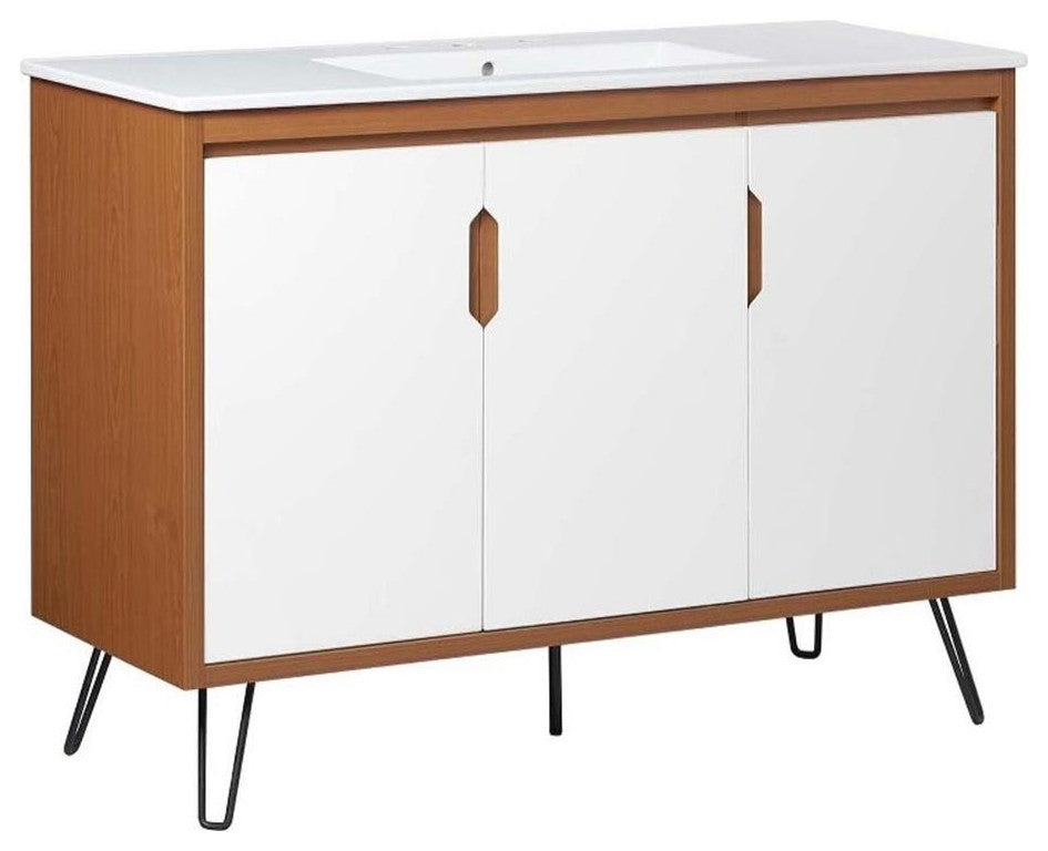 Modway Energize Bathroom Vanity in Cherry White White